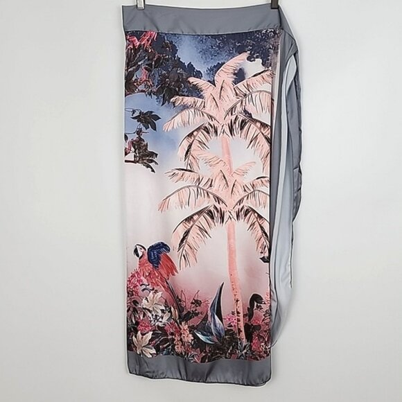 Urban Lux Resort Women's 3 Piece Bikini Sarong Tropical Silver Pink Print Size S - Picture 6 of 16